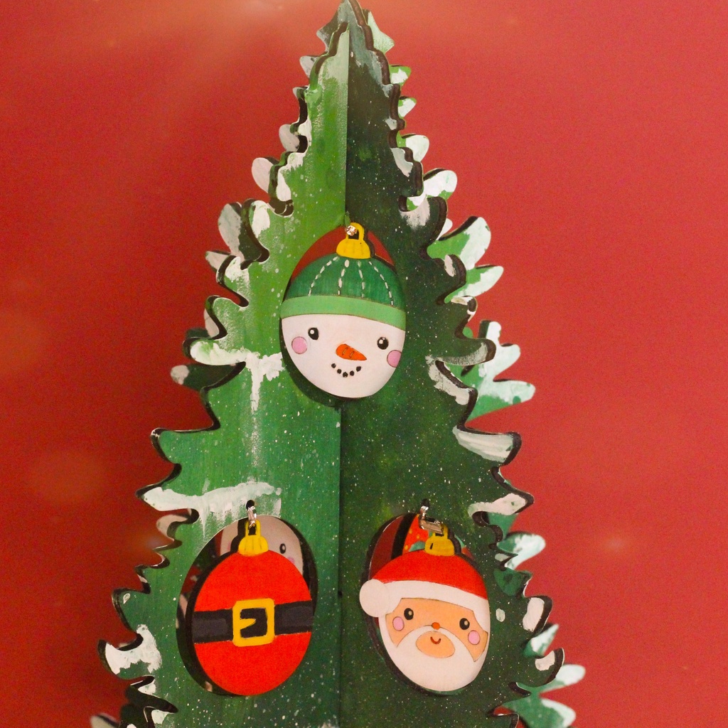 Cây thông DIY để bàn kèm phụ kiện và chân đế xoay