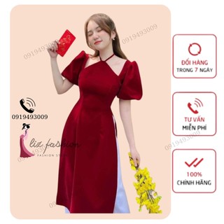 Ao dài cách tân yếm nhung mặc tết 2023 liz fashion