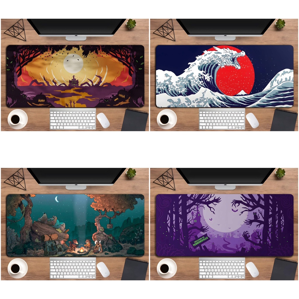 Lót chuột cỡ lớn 80x30cm,90x40cm dày dặn 3mm chuyên game hình in sắc nét, viền bo dày dặn