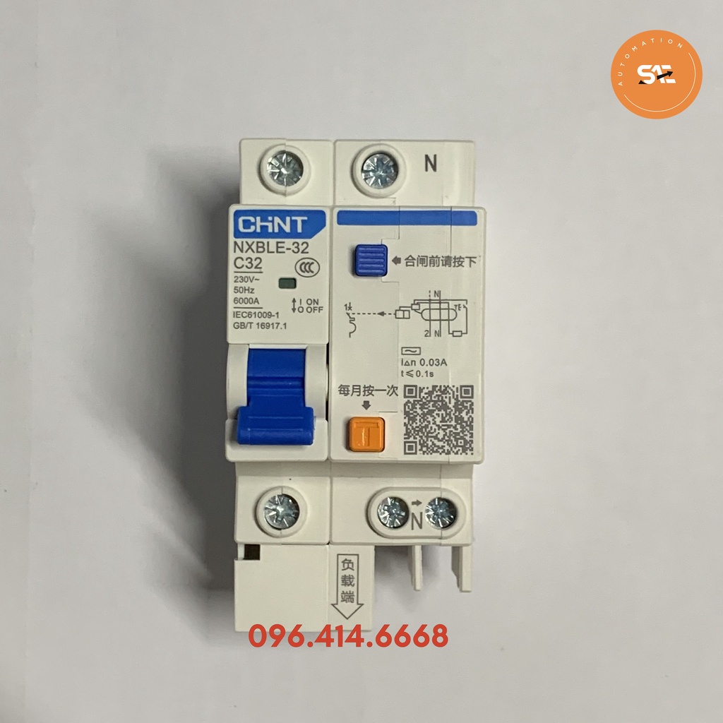 Aptomat chống giật 1P+N CHINT 6A,20A,25A,32A,40A,63A NXBLE-32 6kA, cb chống giật, attomat chống dòng rò