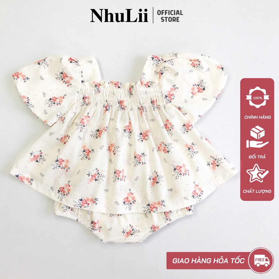 Váy bé gái NHULII váy hoa công chúa kèm quần cho bé 5 đến 14 Kg NI032