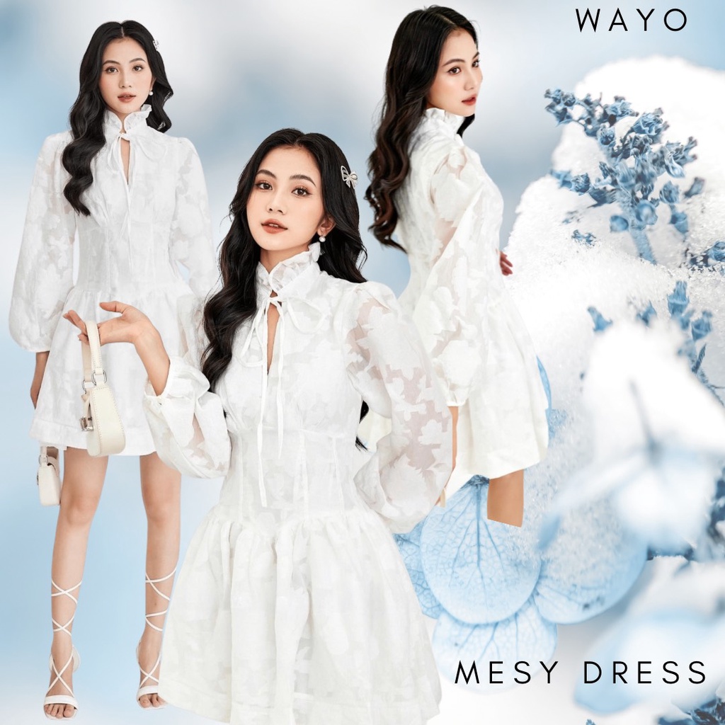 [Mesy Dress] Đầm WAYO ren hoa nơ cổ dạo phố xinh đẹp