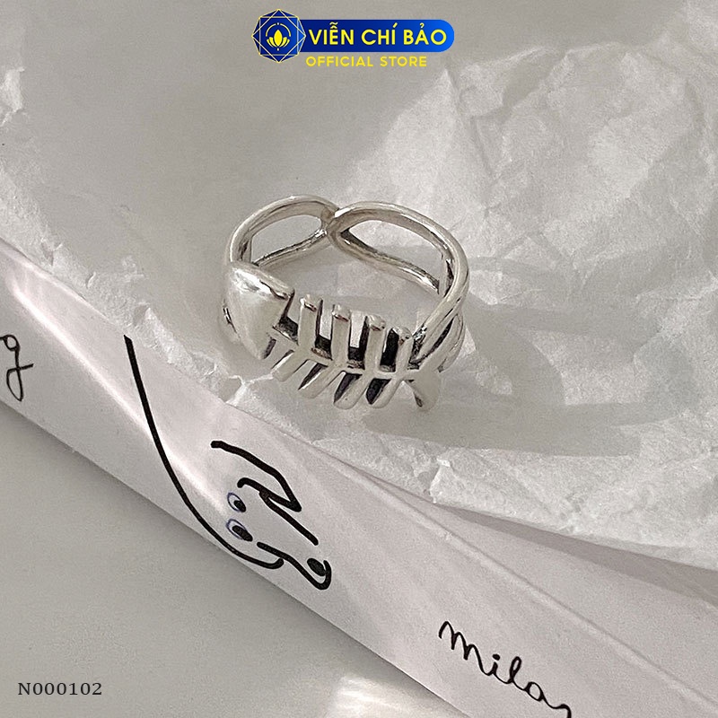 Nhẫn xương cá chất liệu bạc Thái 925 thời trang phụ kiện trang sức nữ Viễn Chí Bảo N000102