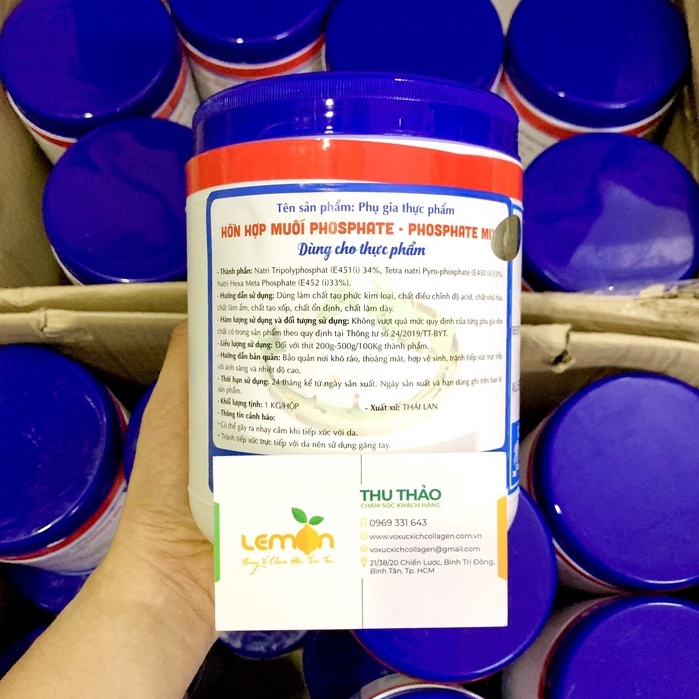 1Kg Phụ gia giòn dai Phosphate Mix Thái Lan nắp xanh chuyên dùng cho giò chả