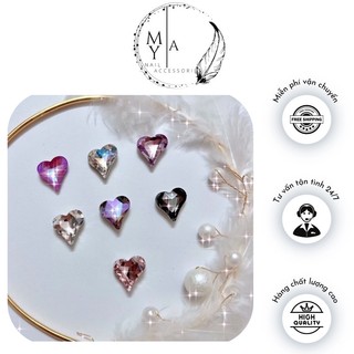 Charm nail trái tim bằng pha lê cao cấp siêu sáng