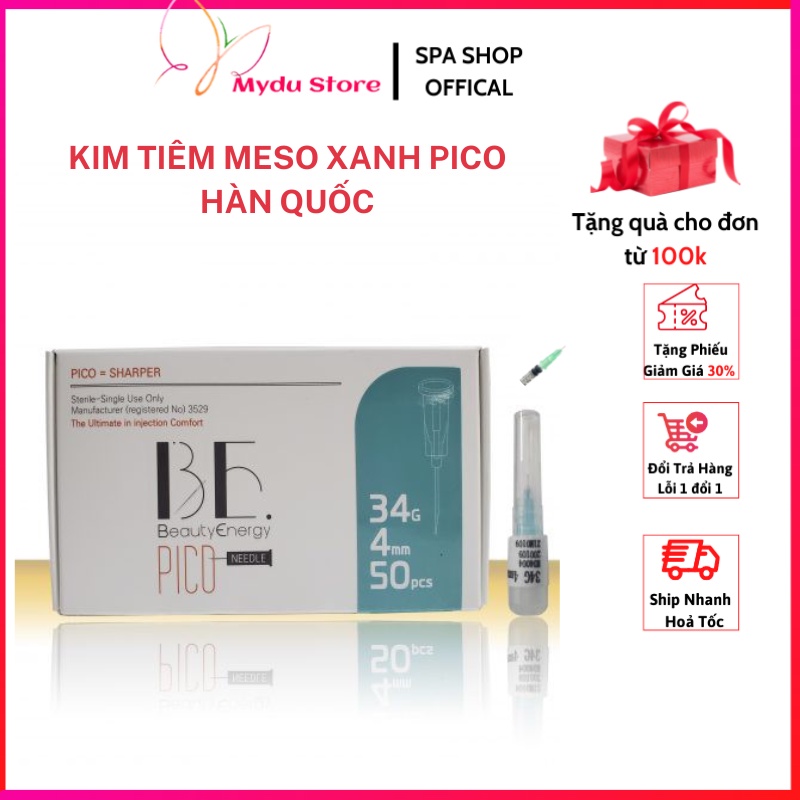 Đầu kim meso nano 34G 4mm kim XANH PICO nanoneedle siêu mỏng & nhỏ chuyên dùng tiêm tinh chất