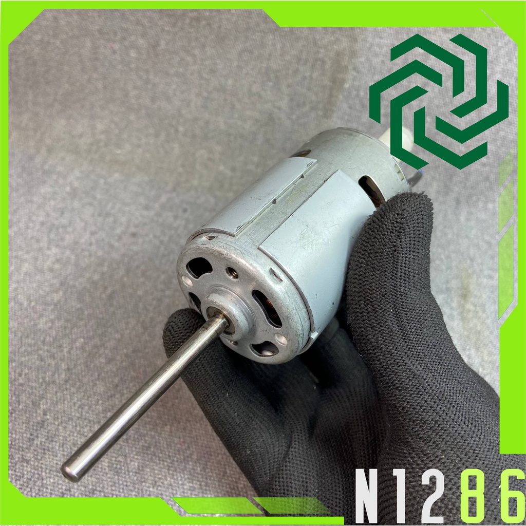 Motor chổi than 12 -24 VDC (trục dài 2 đầu) tua nhanh và mạnh. chế quạt chạy pin