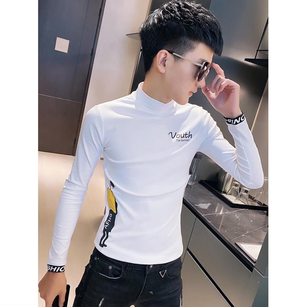 Áo Thun Nam Dài Tay Cổ Cao Phong Cách Hàn Quốc Thời Trang