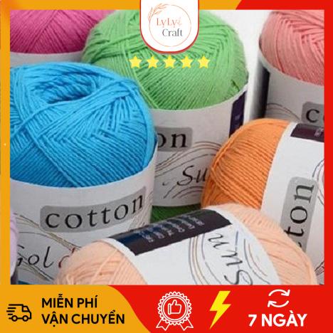 Cuộn len cotton milk Sun Golden 50gr 32 màu sợi nhỏ 1mm len móc cho người mới bắt đầu