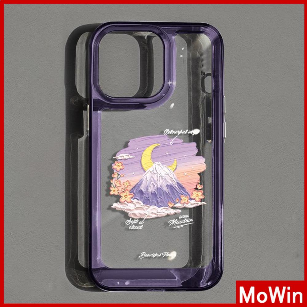For iPhone 14 Pro Max iPhone Case Acrylic Hard Case HD Clear Case Plating Button Shockproof Purple Oil Painting Black Compatible For iPhone 13 Pro max 12 Pro Max 11 xr 7plus 6splus