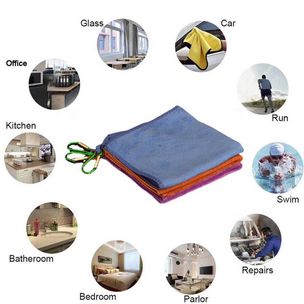 [Màu Sắc Ngẫu Nhiên] Khăn Lau Tay Mềm Mại Thấm Hút Cao Có Khóa Cài Đa Ứng Dụng Cho Hoạt Động Ngoài Trời