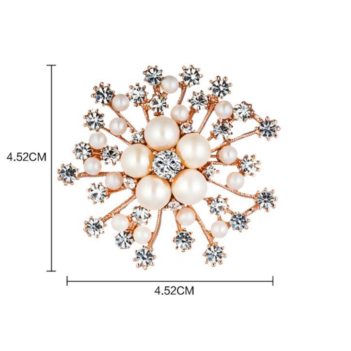 Ghim Cài Áo Hình Hoa Tuyết Đính Ngọc Trai Nhân Tạo Phong Cách Hàn Quốc Thời Trang Cho Nữ