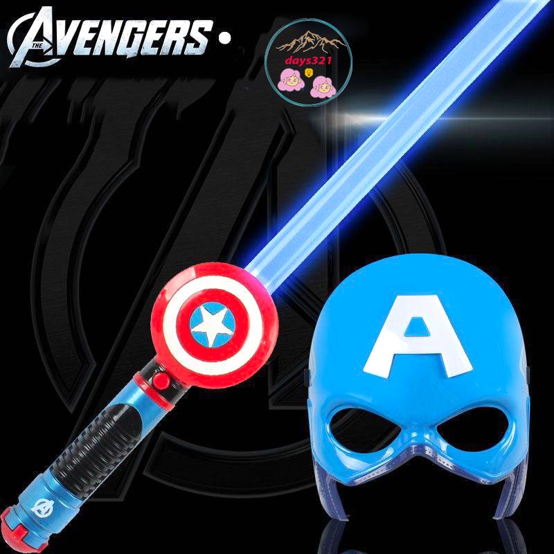 Kiếm ánh sáng và mặt nạ phát sáng của đội trưởng mỹ Marvel Siêu anh hùng Người nhện người sắt