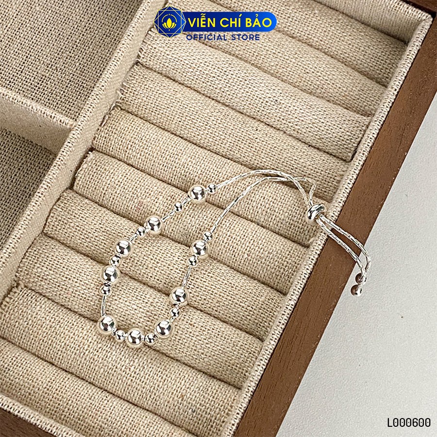 Lắc tay bạc nữ bi tròn dây rút chất liệu bạc 925 thời trang phụ kiện trang sức Viễn Chí Bảo L000600