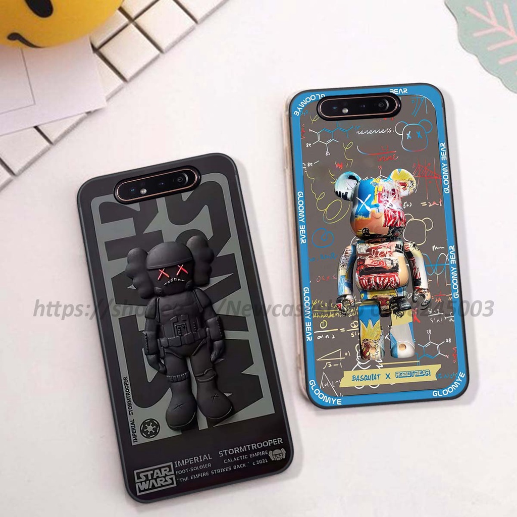 Ốp Samsung A80 in hình 3D Bear Brick,Bear Love,K@ws,Coffee,...