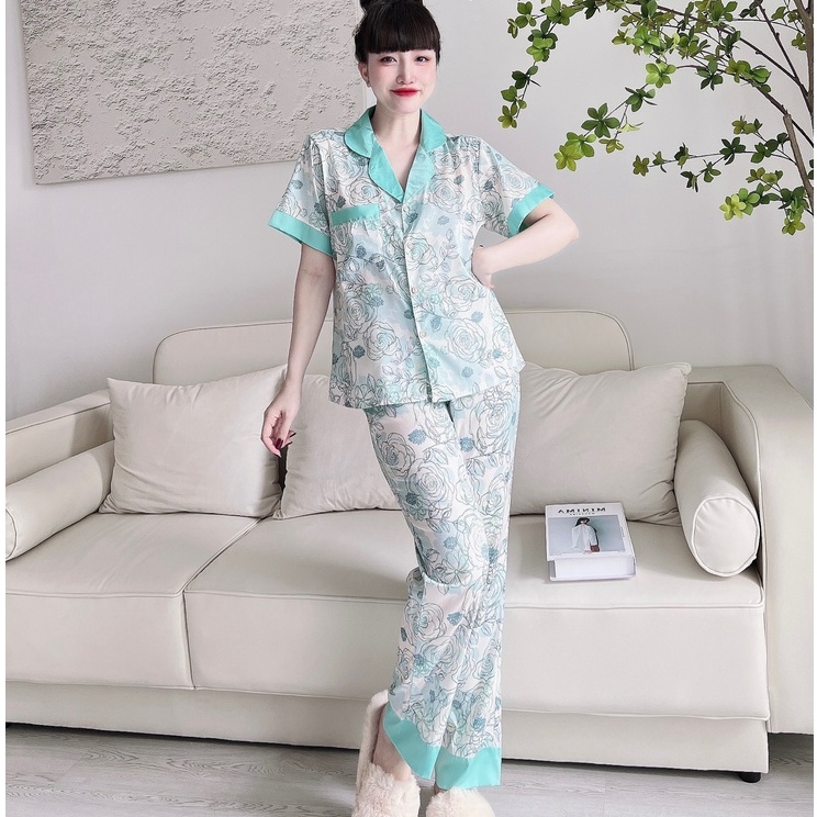 [Mã BMLT35 giảm đến 35K đơn 99K] Đồ Bộ Nữ Pijama SOJJUN Sét Mặc Nhà Quần Dài Tay Ngắn Lụa Xước Hoạ Tiết Cao Cấp 40-62kg