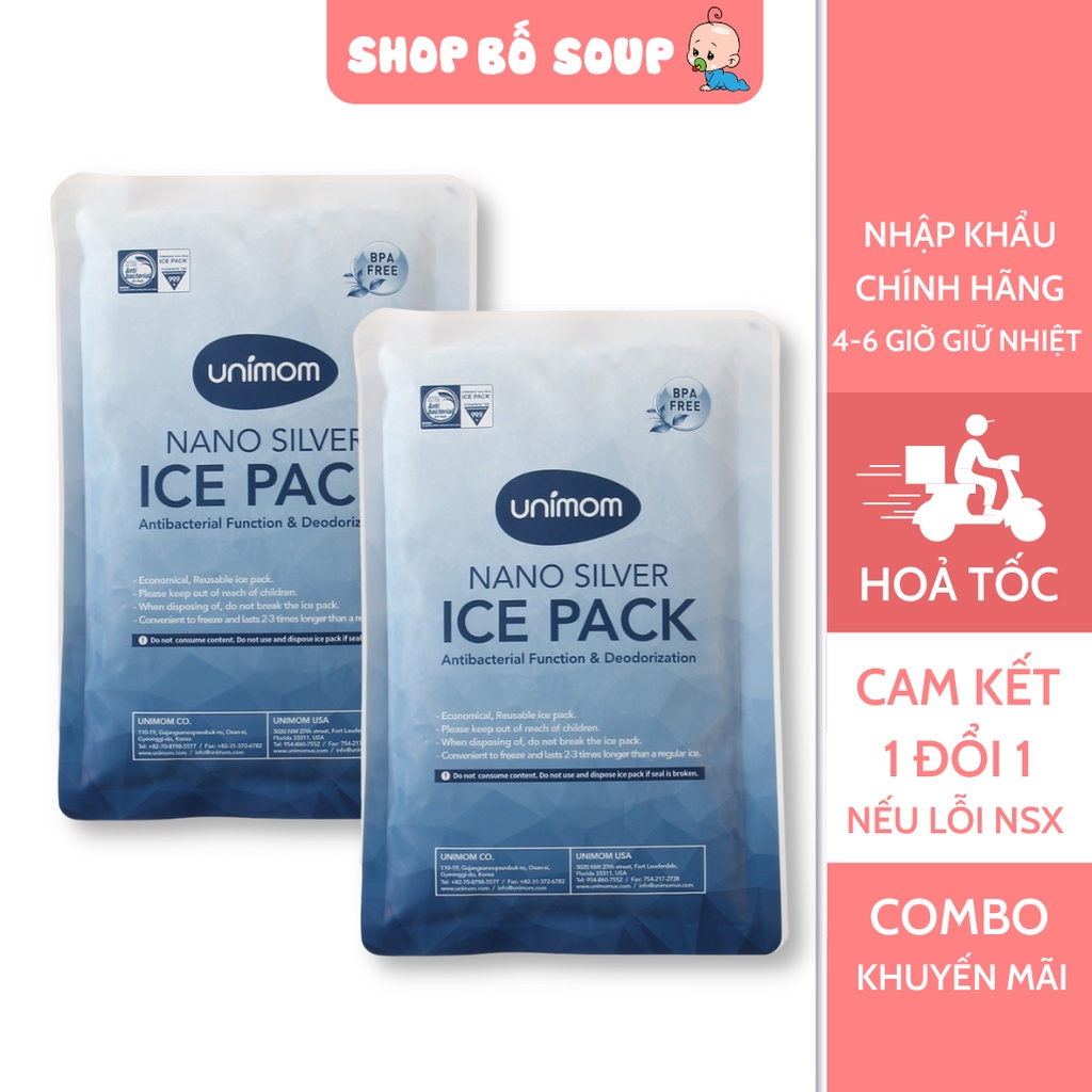 Túi đá khô bảo quản sữa Unimom, túi đá gel giữ lạnh, giữ nhiệt bình sữa Shop Bố Soup