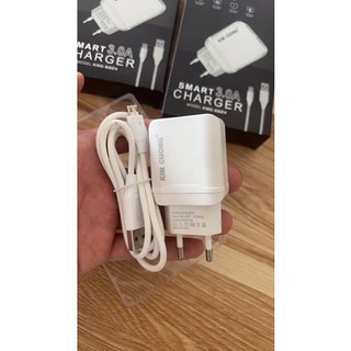 Combo Sạc Cáp 3A Kim Cương 2 cổng USB kèm cáp micro