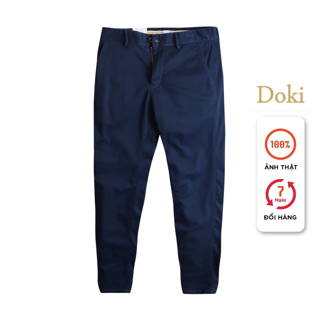 Quần Kaki Nam - Doki cao cấp co giãn nhẹ, Quần Kaki màu xanh than dáng đứng chất vải dầy dặn, sang trọng lịch sự