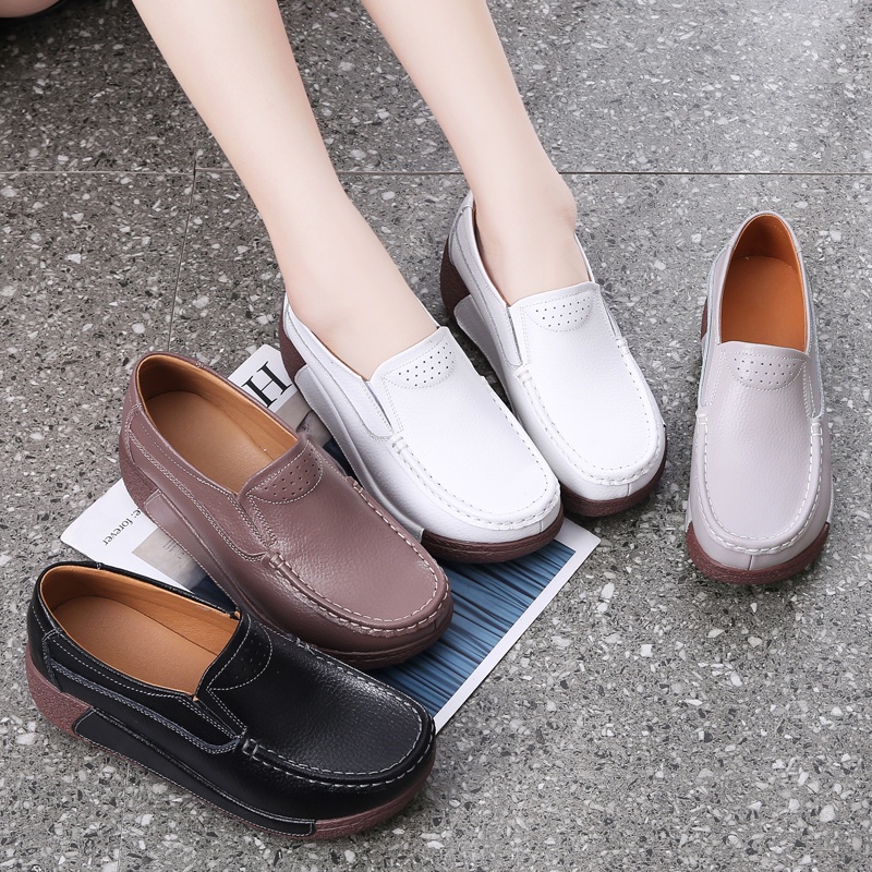 Giày Da Cổ Thấp Thời Trang Thu Đông Cho Nữ Size 35-41