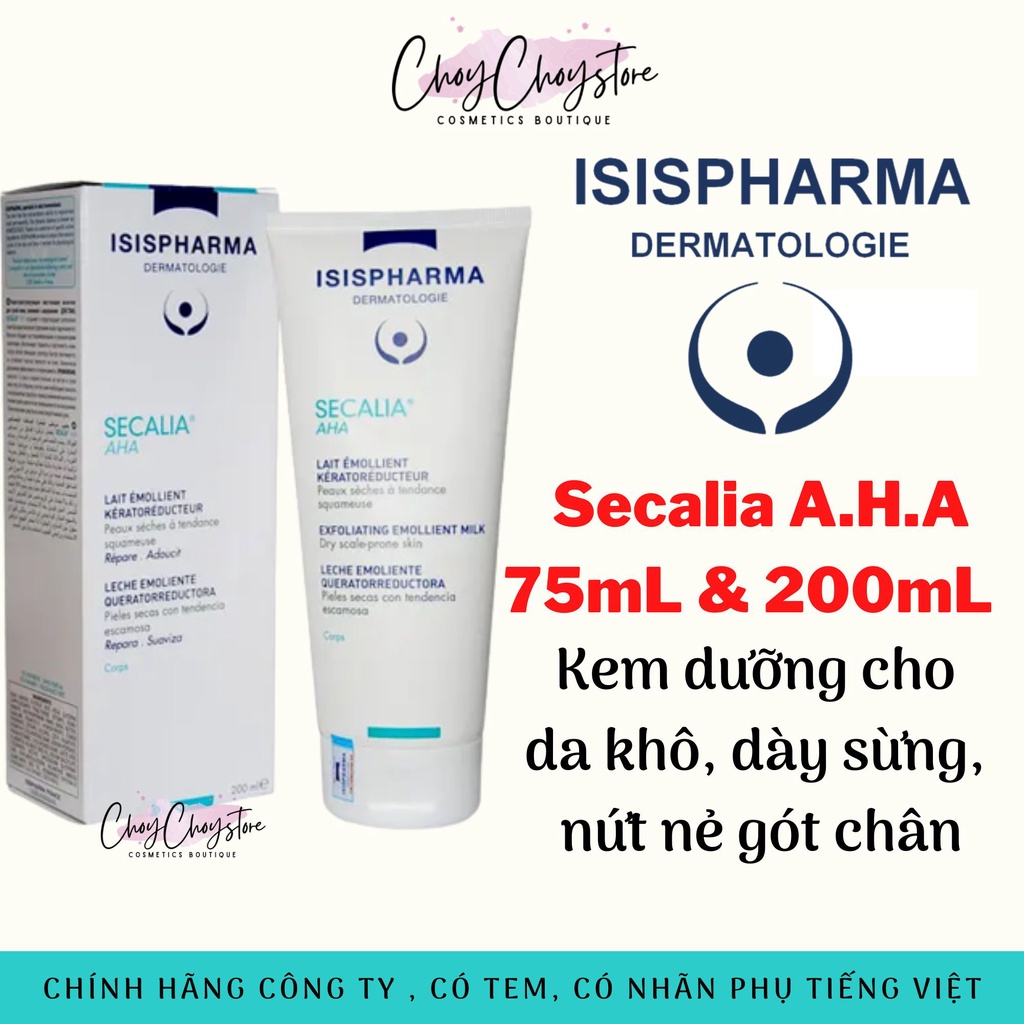 Kem dưỡng ISIS PHARMA Secalia AHA 75mL & 200mL -  cho da khô, dày sừng, nứt nẻ gót chân