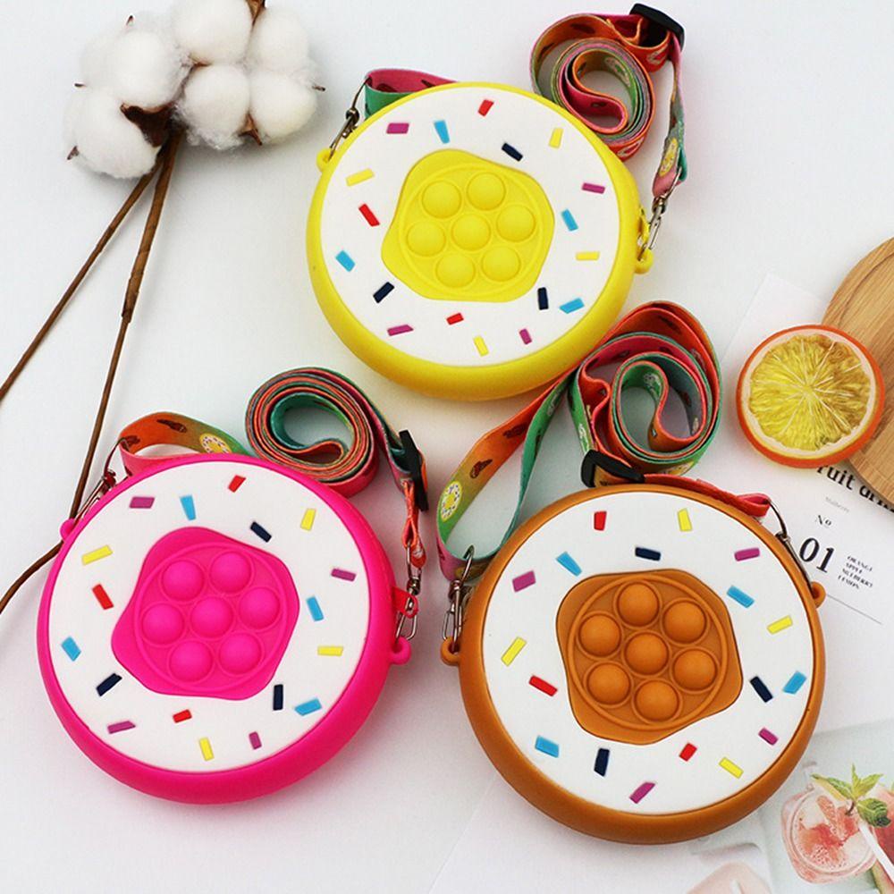 LEILY Túi Đeo Chéo Silicone Hình Bánh Donut Cho Bé