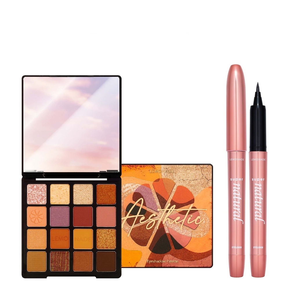 Combo Lemonade Bảng phấn mắt Aesthetic Eyeshadow Palette và Bút kẻ mắt SuperNatural Eyeliner (20,8g & 1g)