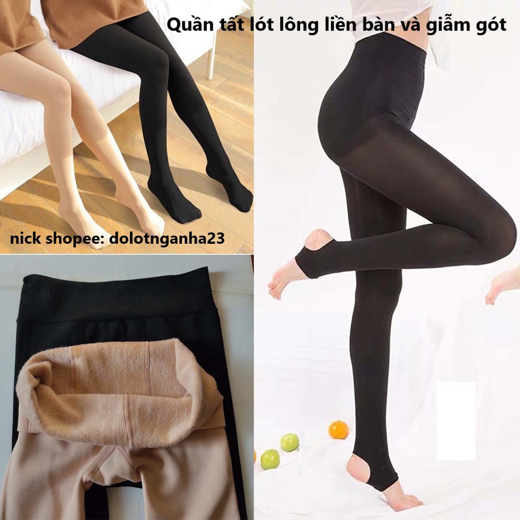 Quần tất lót lông liền bàn/giẫm gót cho nữ