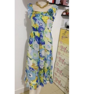 ĐẦM VOAN HOA XANH SIZE M-L