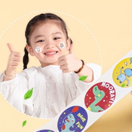 Cuộn 500 sticker, nhãn dán khích lệ khen thưởng họa tiết hoạt hình cute