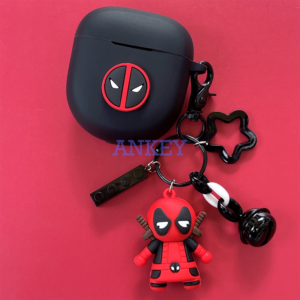 For Bose QuietComfort Ultra Earbuds Case Earphone Cover Red Deadpool with Keychain for BOSE QC Earbuds 2 Noise Canceling Earphone Charging Case
