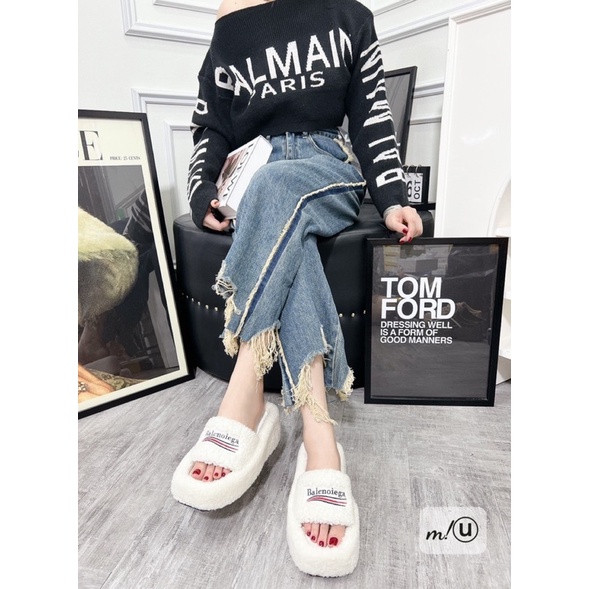 Lê Xuồng Lông Trắng Đen Balenciaga Full Size 35-39  -  By Anh Dinh Phuong