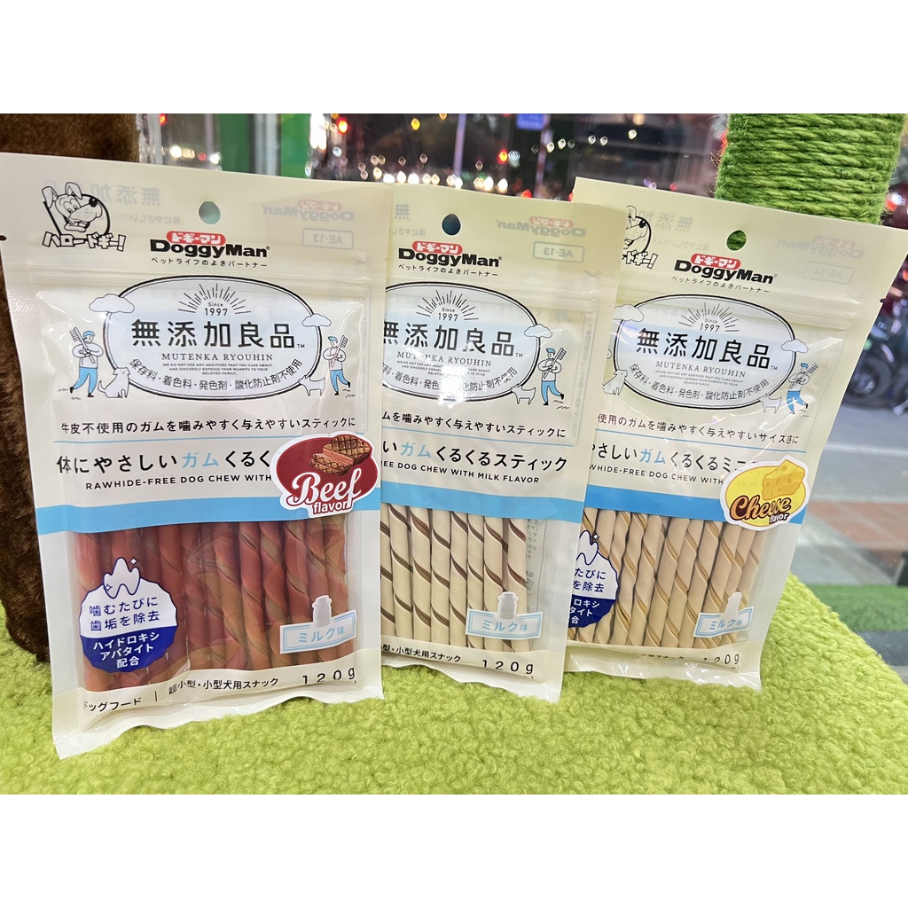 Xương gặm phô mai dạng que Doggyman snack cho chó 120g