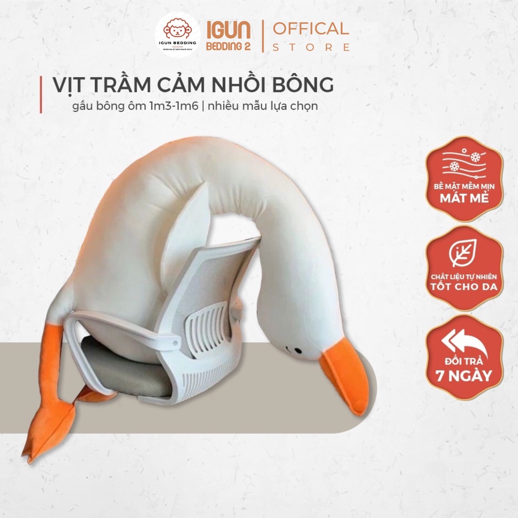 Gấu bông hình con vịt lớp vải ngoài mềm mịn lớp bông pp 3d tinh khiết 1m3 1m6 IGUN DERCOR