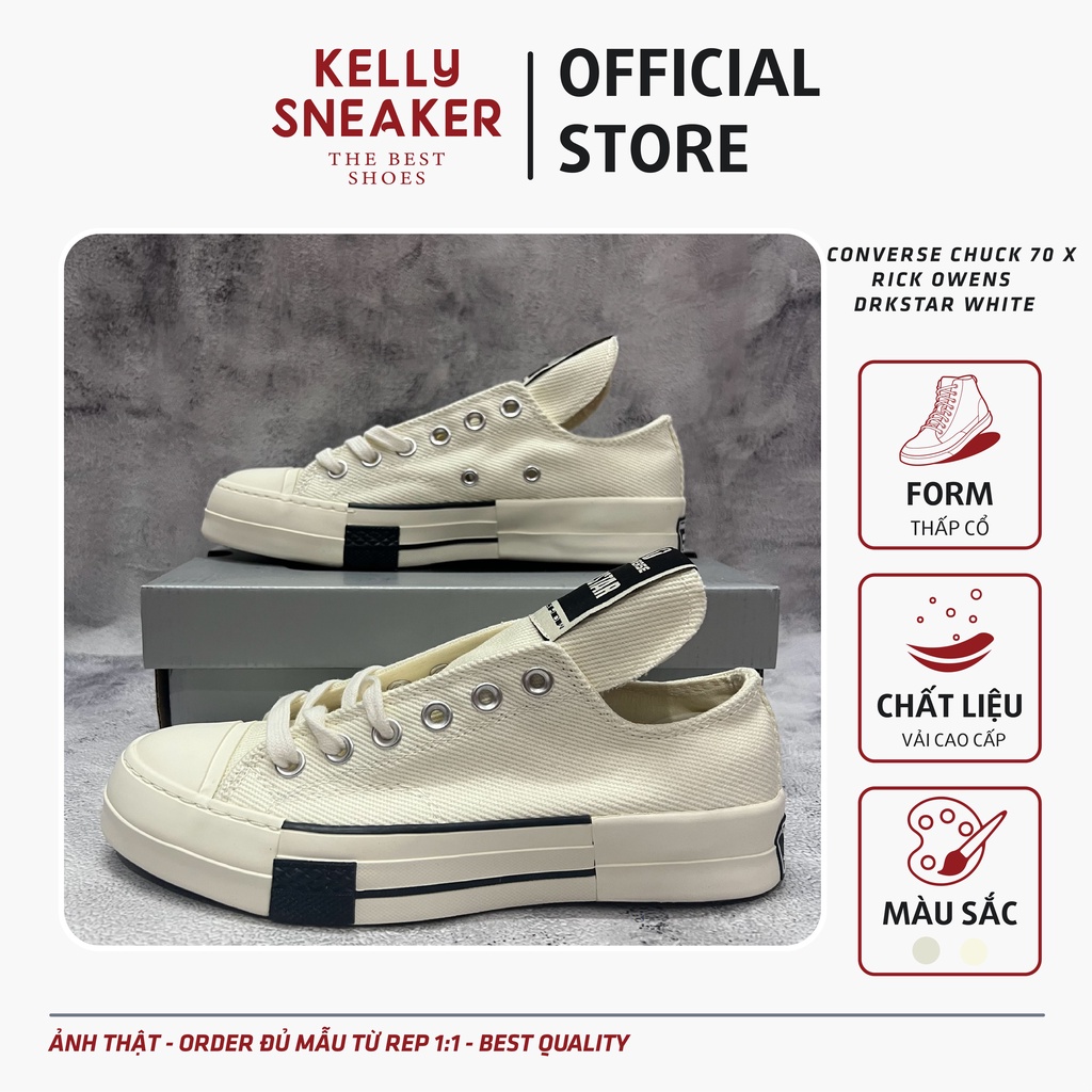 Giày Thể Thao Sneaker CV Chuck 70 x RO White Thấp Cổ - Bản Cao Cấp (Ảnh Thật + Hàng Sẵn)