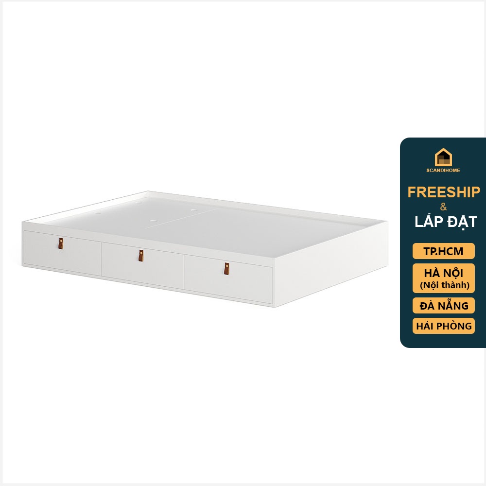 TINTO, Giường ngủ 3 ngăn tủ kéo BED_016, 203x183x30cm, sản xuất bởi Scandi Home
