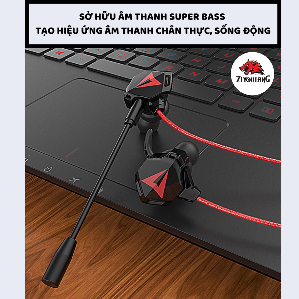 Tai Nghe Gaming Nhét Tai Có Dây ZiyouLang GH5 Chống Ồn Cực Tốt Âm Thanh Super Bass, Micro Rời, Phù Hợp Mọi Thiết Bị