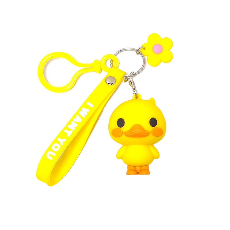 Móc Khóa Hình Chú Vịt Vàng Đội Mũ Bảo Hiểm Dễ Thương