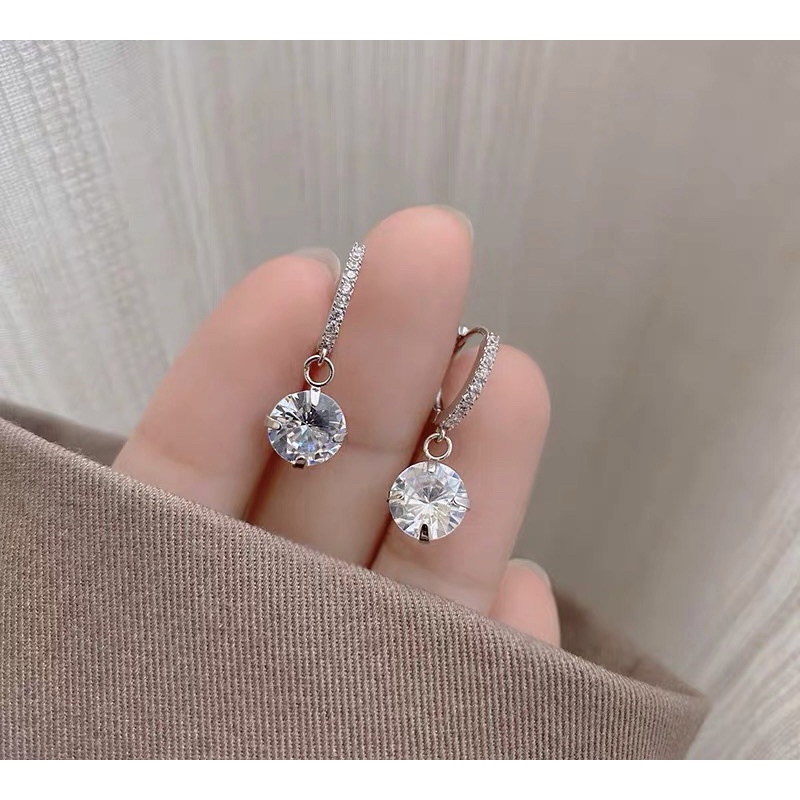 E143 Khuyên tai bông tai nữ thả ngọc sáng đẹp Ring House