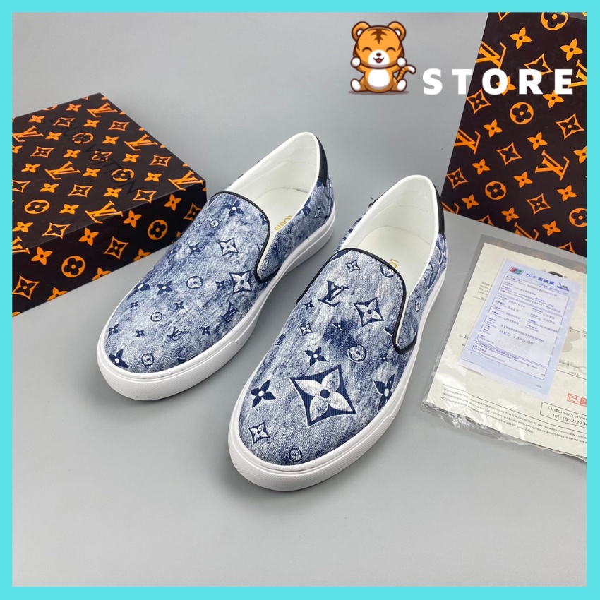 Giày thể thao vải Slip on nam giày lười LV chất liệu vải cao cấp có 2 màu sắc dễ phối đồ full bill-box