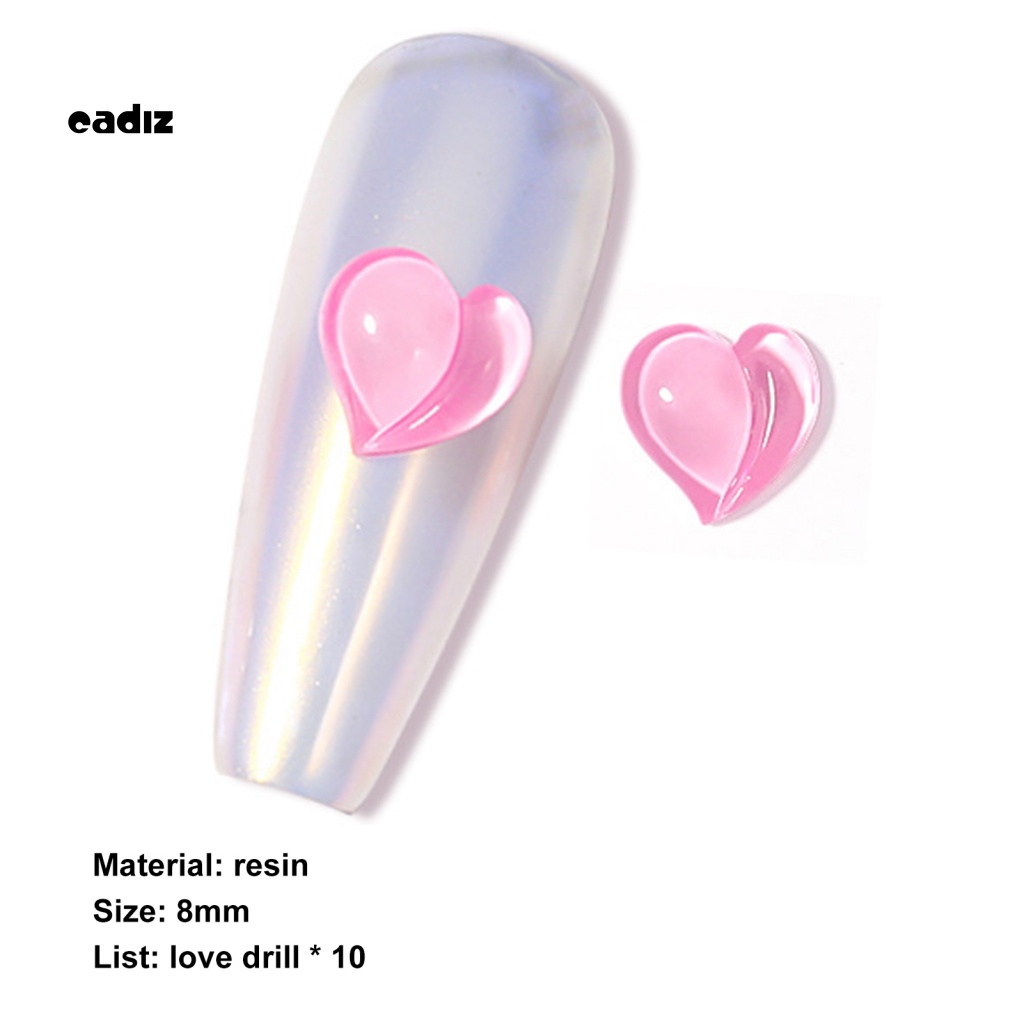 Bộ 10 Phụ Kiện Trang Trí Móng Tay Hình Trái Tim Mini Tinh Tế