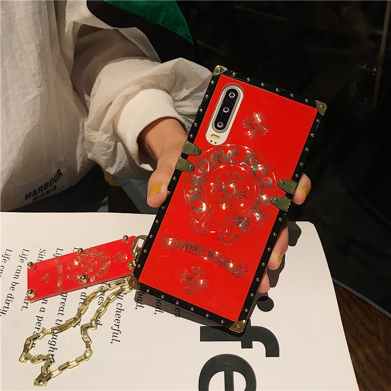Ốp Điện Thoại Hình Vuông Họa Tiết Trái Tim Đỏ Sang Trọng Thời Trang Cho iphone 15 14 13 12 11 pro max xs max 7 8 plus 6s plus