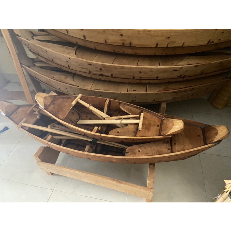 Thuyền gỗ trang trí , ướp Hải sản ,thả hồ 1M1(nguyên bộ :chân+2chèo+thuyền)HÀNG SẴN SỐ LƯỢNG LỚN