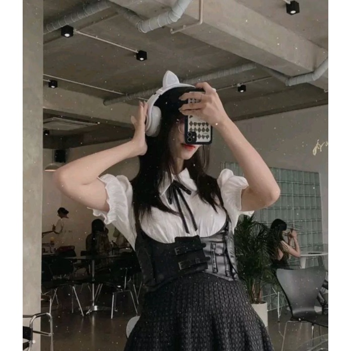 Áo nịt thắt lưng dây đeo bằng da gợi cảm cho nữ | Gothic grunge retro vintage belt corset style