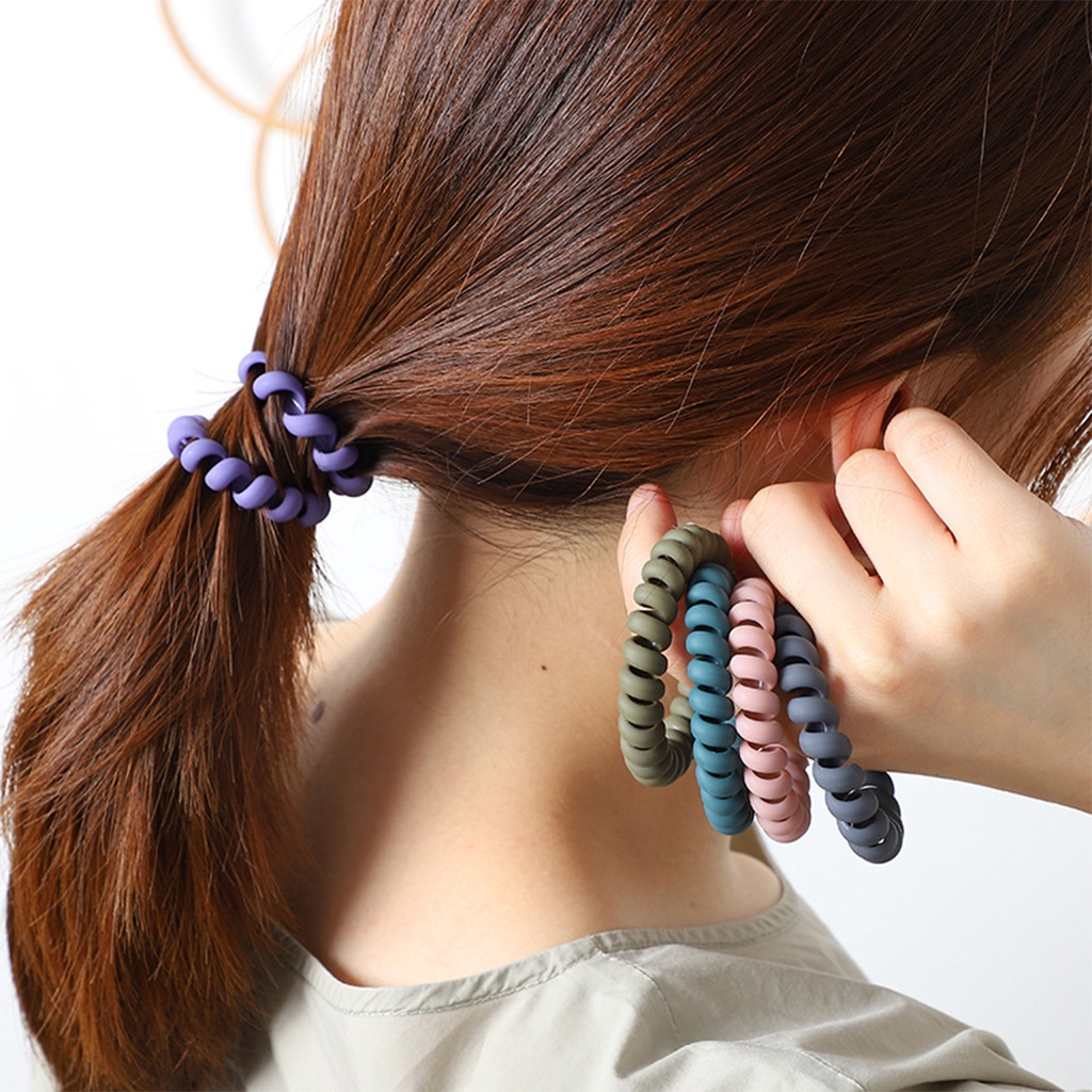 Thun buộc tóc lò xo chất liệu nhựa màu sắc mờ nhám chắc chắn với màu sắc phong cách Hàn Quốc - hqunh303 - H19