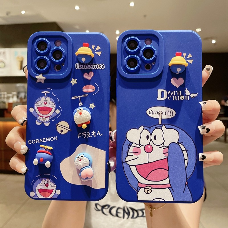 Compatible For iPhone 15 14 Pro Max 13 12 mini 6S 6 7 8 Plus 11 Pro X XR XS Max se 2020 Ốp Điện Thoại Họa Tiết Doraemon 3D Cho