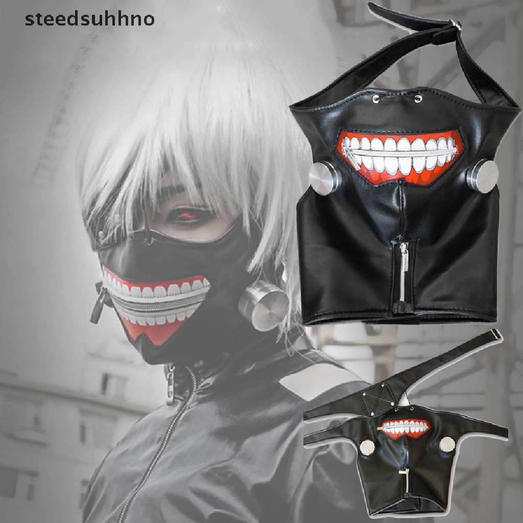1 Mặt Nạ Hóa Trang Tokyo Ghoul Kaneki Ken Bằng Da PU Có Khóa Kéo Tùy Chỉnh