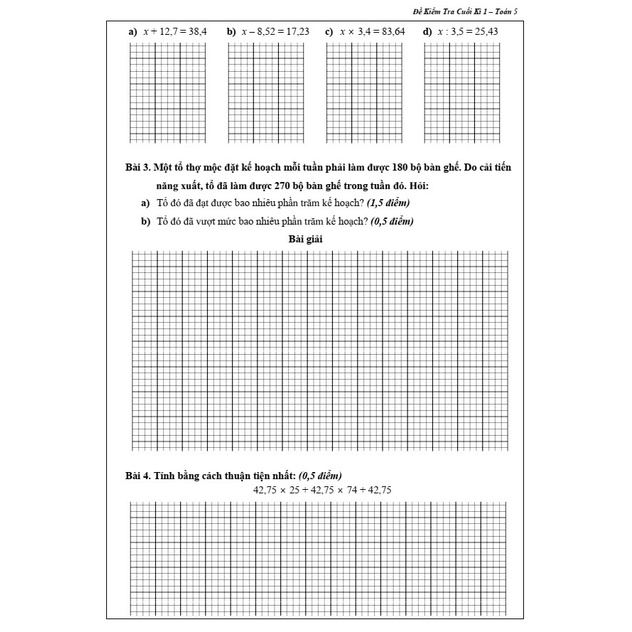 Sách - Đề Kiểm Tra Toán Lớp 5 - Tập 1 (1 cuốn)