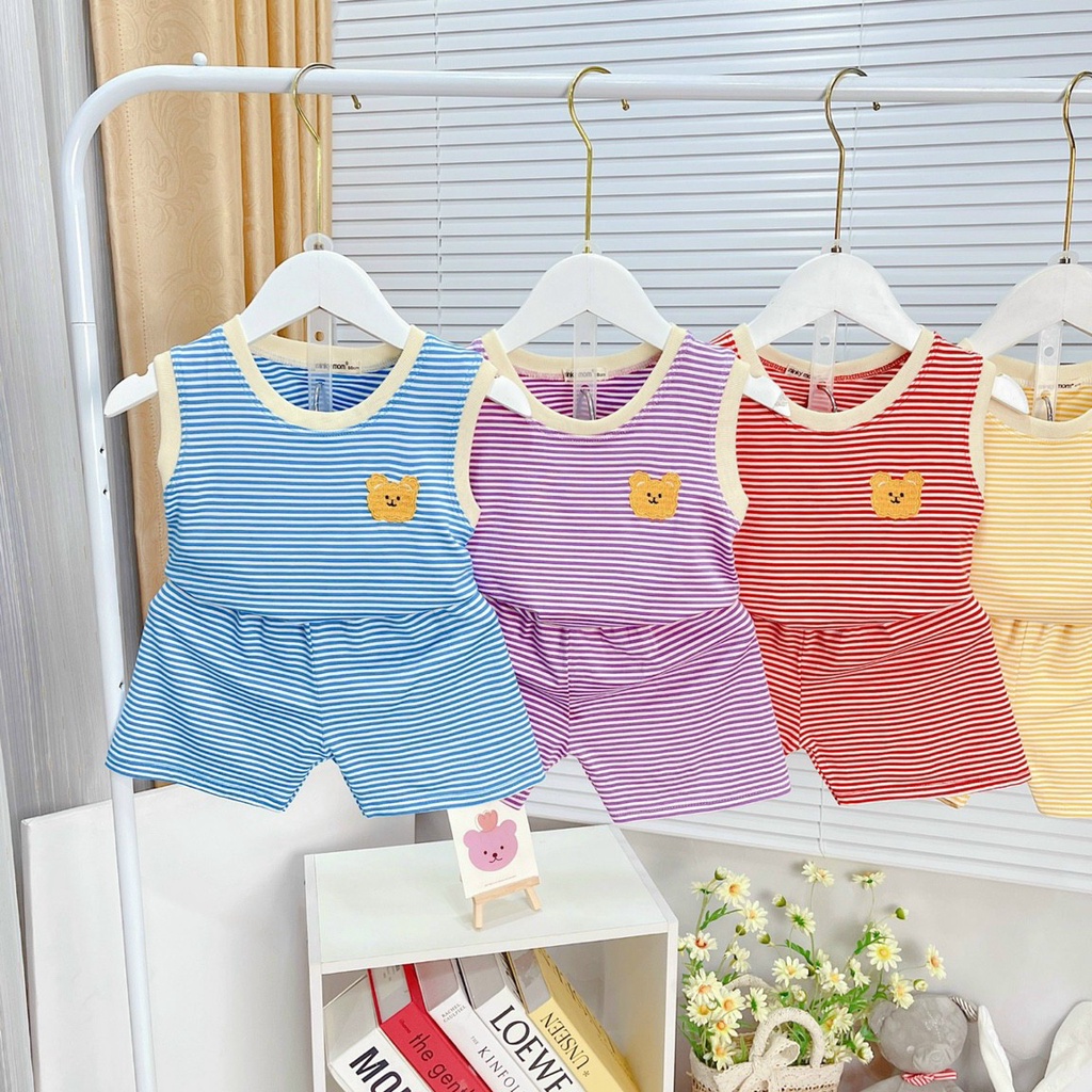 Bộ ba lỗ MinkyMom,chất cotton lạnh,kiểu dáng hàn quốc size 80- size 120(8kg-20kg)