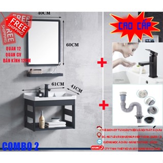 Tủ chậu lavabo treo tường,BẢO HÀNH THÂN 3 NĂM SỨ 15 NĂM,bộ tủ lavabo nhôm DÀY CAO CẤP